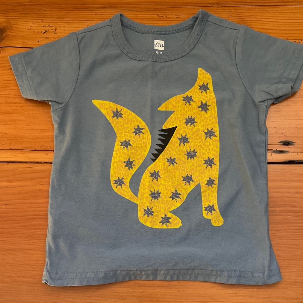 12-18 Tea Collection Yellow and Blue Fox Graphic